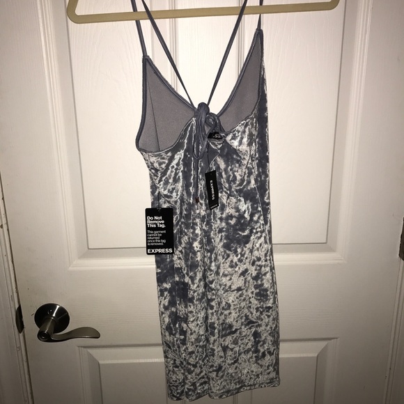 Baby blue velvet mini dress - Picture 2 of 4